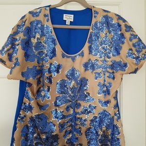 Tracy Reese Gold and Blue Sequin Top (M)